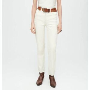 RE/DONE 70s Stove Pipe Jeans in Vintage White Stretch High Rise Size 28